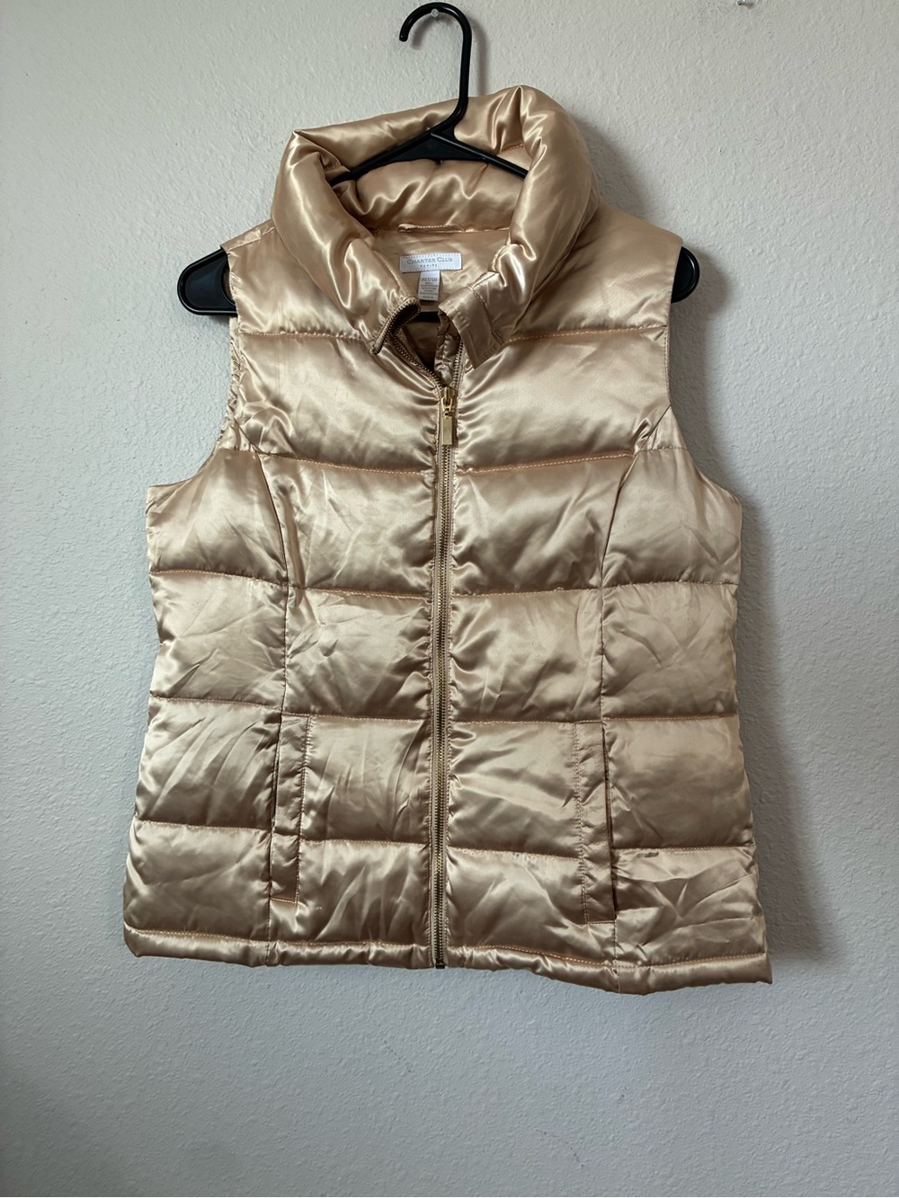 Charter Club Metallic Gold Quilted Puffer Vest - Sleeveless Jacket